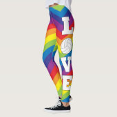 Farbenfrohe Rainbow-farbene Volleyball-Liebe Leggi Leggings (Links)