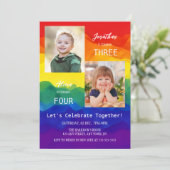 Farbenfrohe Rainbow-Foto Einladung (Stehend Vorderseite)