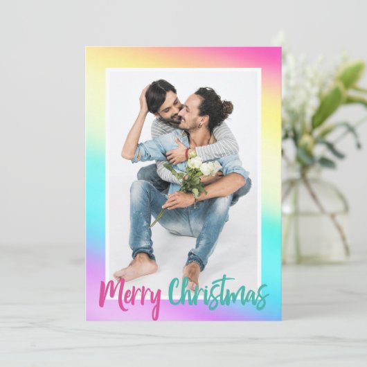 Farbenfrohe Rainbow Foto Gay Pride Weihnachten (Stehend Vorderseite)
