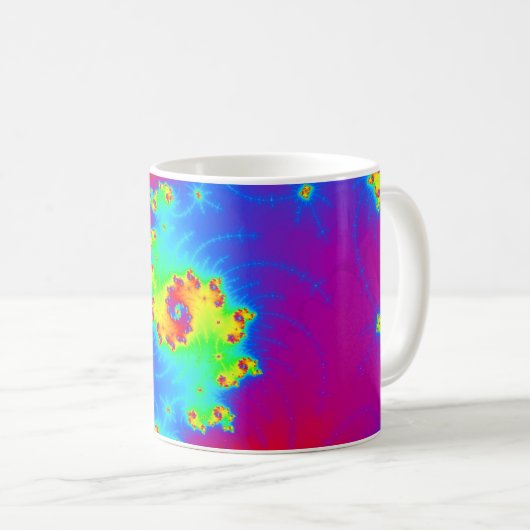 Farbenfrohe Rainbow Fraktal Art Kaffeetasse (VorderseiteRechts)