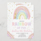 Farbenfrohe Rainbow Girl's Party, Regenbogen of Fu Einladung (Vorne/Hinten)