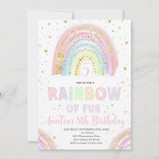 Farbenfrohe Rainbow Girl's Party, Regenbogen of Fu Einladung