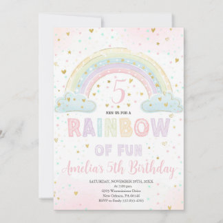 Farbenfrohe Rainbow Girl's Party, Regenbogen of Fu Einladung