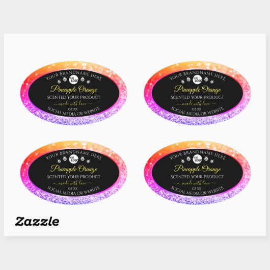 Farbenfrohe Rainbow-Glitzer-Logo Ovaler Aufkleber (Blatt)