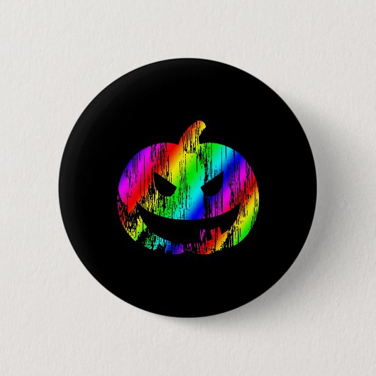 Farbenfrohe Rainbow Halloween Kürbislaterne Pumpki Button (Vorderseite)