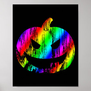 Farbenfrohe Rainbow Halloween Kürbislaterne Pumpki Poster