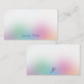 Farbenfrohe Rainbow-handgeschriebene Monogramm-Ele Mitteilungskarte (Vorne/Hinten)