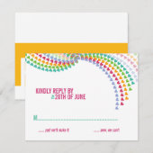 Farbenfrohe Rainbow Heart Sprinkles Wedding RSVP C Karte (Vorne/Hinten)