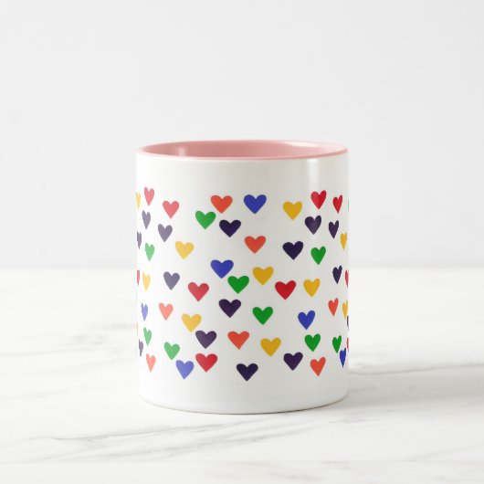 Farbenfrohe Rainbow Hearts Tasse (Mittel)