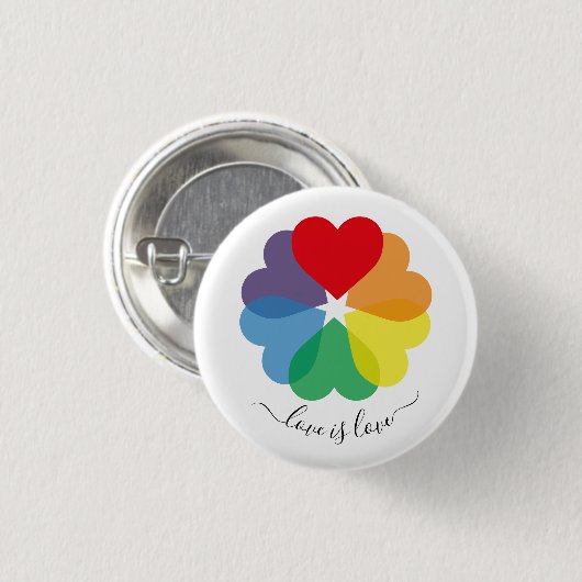 Farbenfrohe Rainbow-Herzen Button (Vorne & Hinten)
