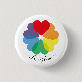 Farbenfrohe Rainbow-Herzen Button