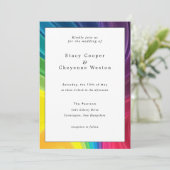 Farbenfrohe Rainbow-Hochzeit Einladung (Stehend Vorderseite)