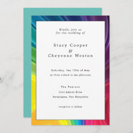 Farbenfrohe Rainbow-Hochzeit Einladung