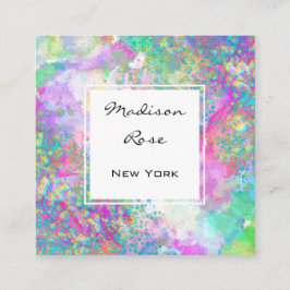 Farbenfrohe Rainbow Holographic Luxury Trendy Mode Quadratische Visitenkarte