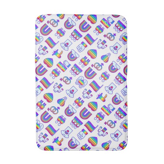 Farbenfrohe Rainbow Icon-Muster Badematte (Vorderseite Vertikal)