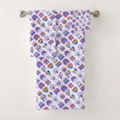 Farbenfrohe Rainbow Icon-Muster Badhandtuch Set (Insitu)