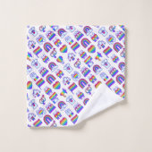 Farbenfrohe Rainbow Icon-Muster Badhandtuch Set (Waschlappen)