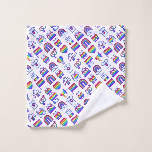 Farbenfrohe Rainbow Icon-Muster Badhandtuch Set (Waschlappen)