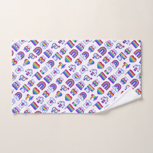 Farbenfrohe Rainbow Icon-Muster Badhandtuch Set (Handtuch)