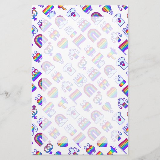 Farbenfrohe Rainbow Icon-Muster Briefpapier (Vorderseite)