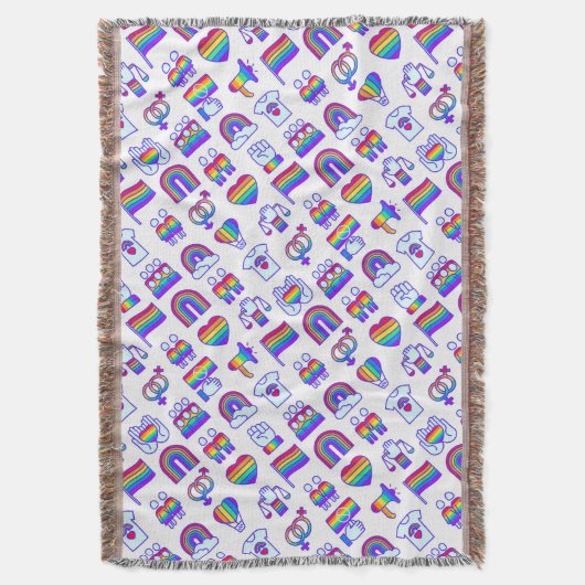 Farbenfrohe Rainbow Icon-Muster Decke (Vorderseite Vertikal)