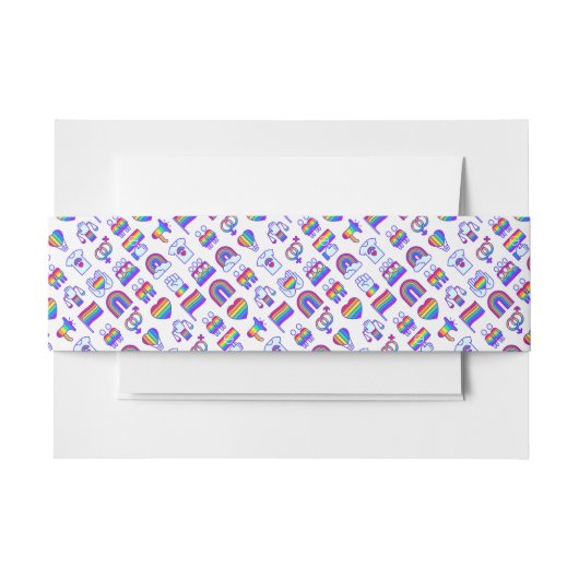 Farbenfrohe Rainbow Icon-Muster Einladungsbanderole (Vorderseite Beispiel)