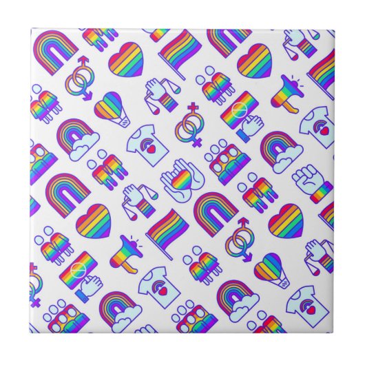 Farbenfrohe Rainbow Icon-Muster Fliese (Vorderseite)