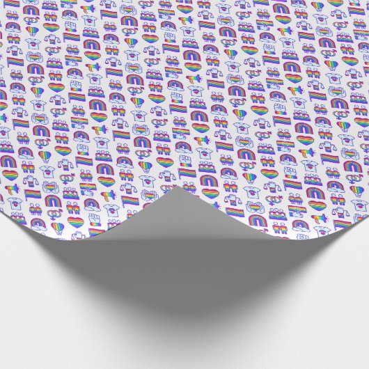 Farbenfrohe Rainbow Icon-Muster Geschenkpapier (Ecke)