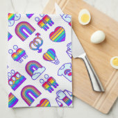 Farbenfrohe Rainbow Icon-Muster Geschirrtuch (Viertel Falte)