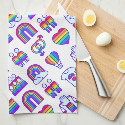 Farbenfrohe Rainbow Icon-Muster Geschirrtuch (Viertel Falte)