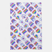 Farbenfrohe Rainbow Icon-Muster Geschirrtuch (Vertikal)