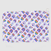 Farbenfrohe Rainbow Icon-Muster Golfhandtuch (Horizontal)