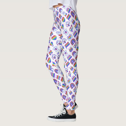 Farbenfrohe Rainbow Icon-Muster Leggings (Links)
