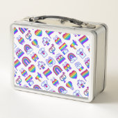 Farbenfrohe Rainbow Icon-Muster Metall Brotdose (Rückseite)