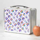 Farbenfrohe Rainbow Icon-Muster Metall Brotdose (Beispiel)