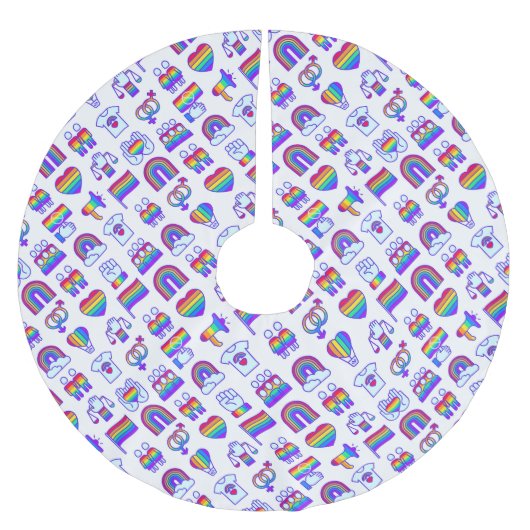 Farbenfrohe Rainbow Icon-Muster Polyester Weihnachtsbaumdecke (Vorderseite)