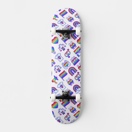 Farbenfrohe Rainbow-Icon-Muster Skateboard (Vorderseite)