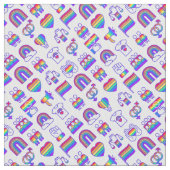 Farbenfrohe Rainbow Icon-Muster Stoff (Nahaufnahme)