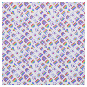 Farbenfrohe Rainbow Icon-Muster Stoff