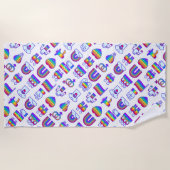 Farbenfrohe Rainbow Icon-Muster Strandtuch (Vorderseite)