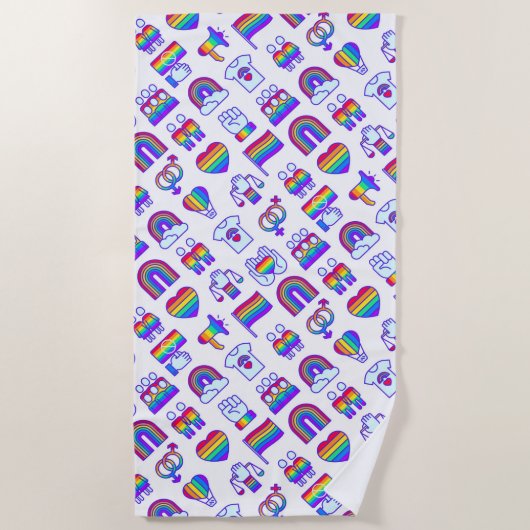 Farbenfrohe Rainbow Icon-Muster Strandtuch (Vorderseite)