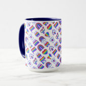 Farbenfrohe Rainbow Icon-Muster Tasse (Vorderseite Links)