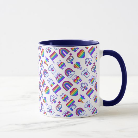 Farbenfrohe Rainbow Icon-Muster Tasse (Rechts)