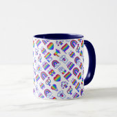 Farbenfrohe Rainbow Icon-Muster Tasse (VorderseiteRechts)