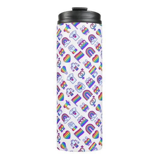 Farbenfrohe Rainbow Icon-Muster Thermosbecher (Vorderseite)