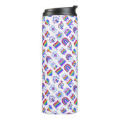 Farbenfrohe Rainbow Icon-Muster Thermosbecher (Nach links gedreht)