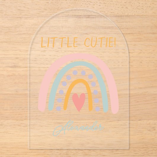 Farbenfrohe Rainbow Illustrative Baby Show Acryleinladungen (Vorderseite)