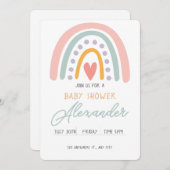 Farbenfrohe Rainbow Illustrative Baby Show Einladung (Vorne/Hinten)