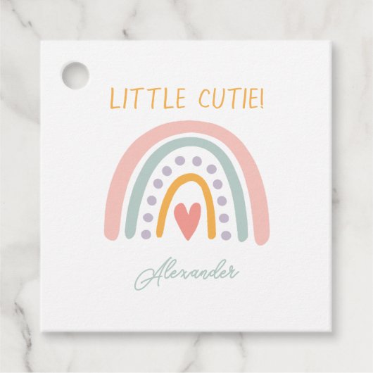 Farbenfrohe Rainbow Illustrative Baby Show Geschenkanhänger (Vorderseite)