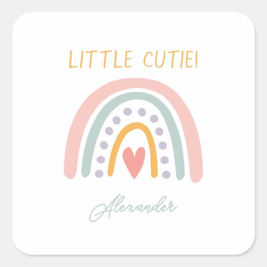 Farbenfrohe Rainbow Illustrative Baby Show Quadratischer Aufkleber (Vorderseite)